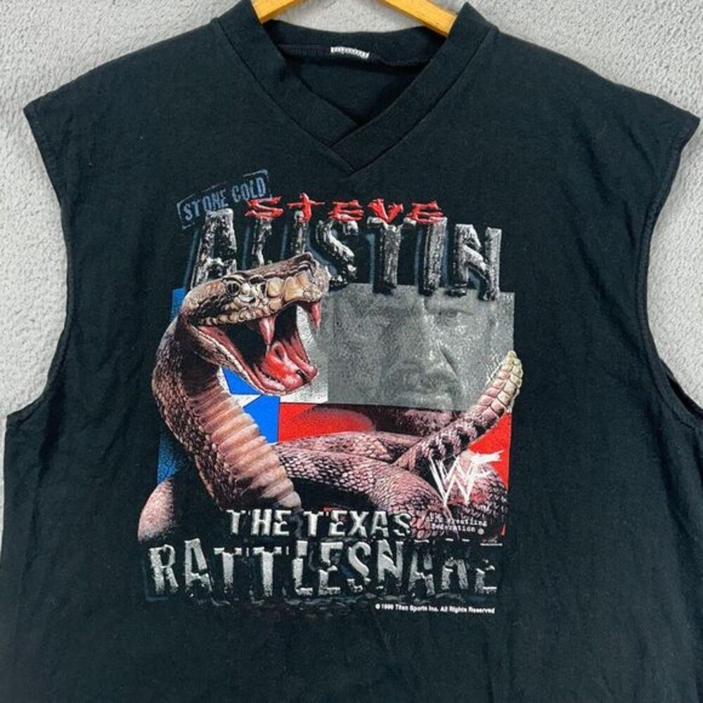VINTAGE Stone Cold Steve Austin Muscle Shirt Mens Large Black WWE Rattlesnake